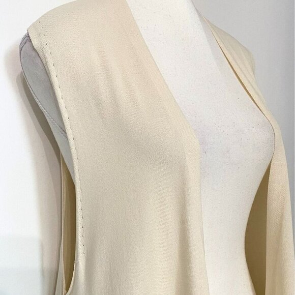 UCHUU MONTREAL CREAM SLEEVELESS SLOUCHY LONG THIN KNIT OPEN CARDIGAN VEST - S/M - Picture 4 of 9